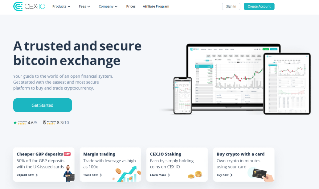 CEX.io Exchange User Interface