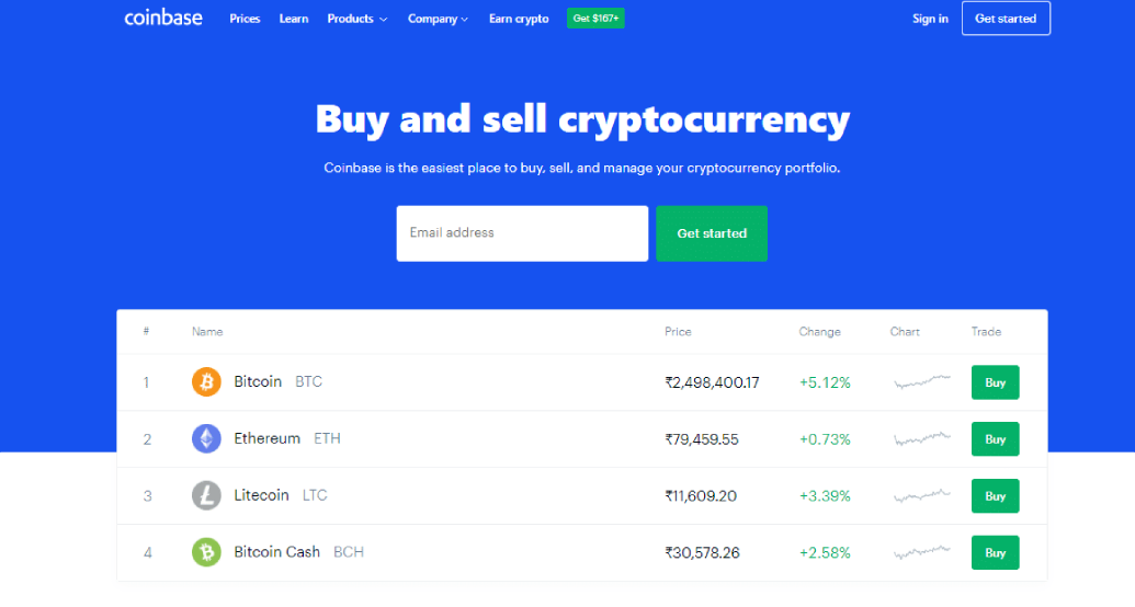 Coinbase User Interface