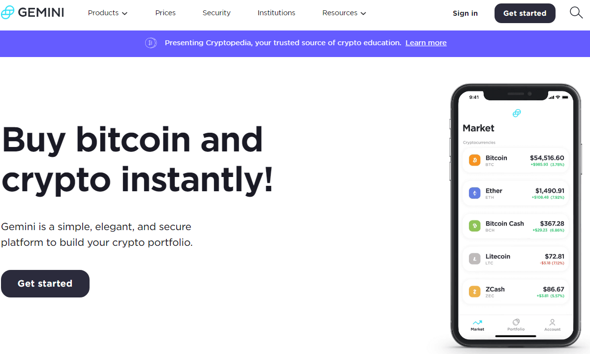 Gemini - Best Crypto Exchange USA