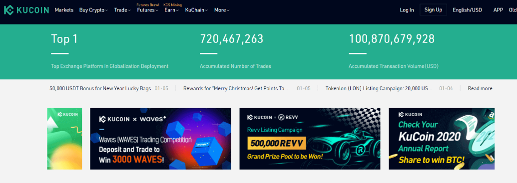 KuCoin Exchange User Interface