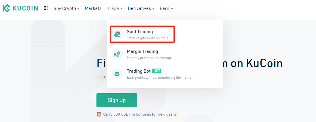 Tap to Spot Trading on KuCoin & Explore