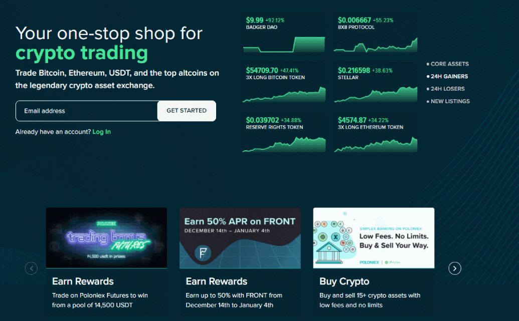 Poloniex Exchange User Interface