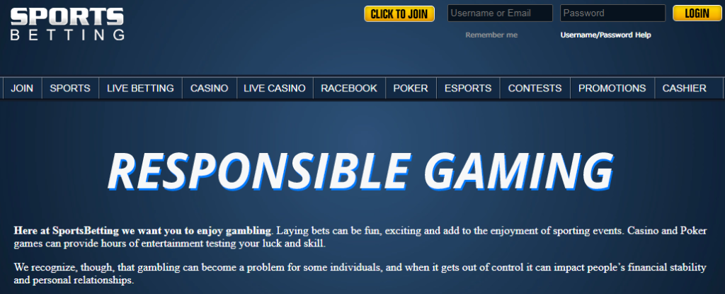 SportsBetting.ag - Responsible Gaming