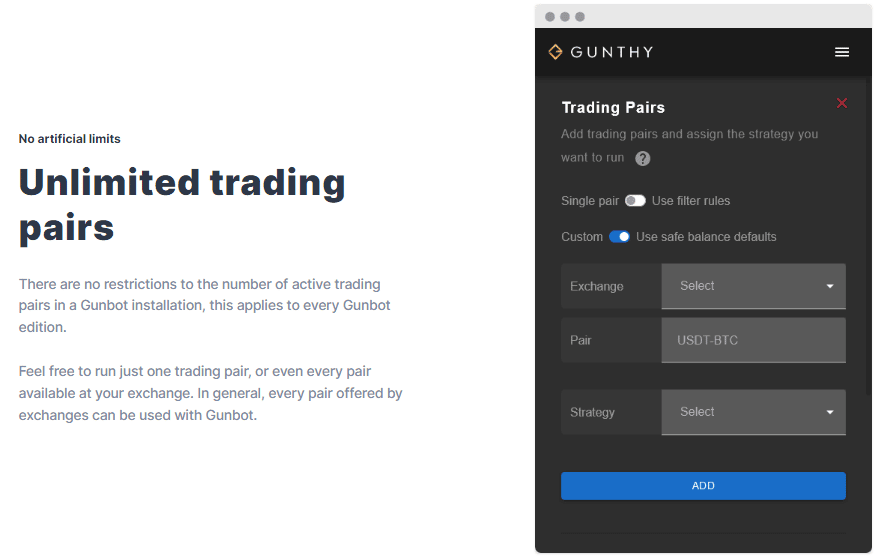 Unlimited Trading Pairs by Gunbot