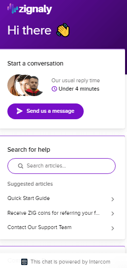 Zignaly Live Chat Support